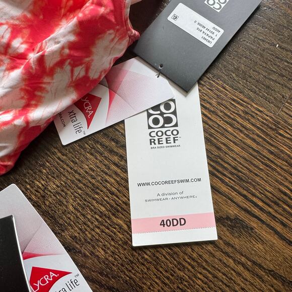 Coco Reef Bra Sized 40DD underwire bikini top XL bikini bottom tie dye NEW swim - Picture 10 of 11